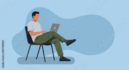 Focused man working remotely on his laptop, embodying modern productivity, online learning, and a flexible digital lifestyle.
