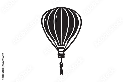 Hot air balloon art silhouette vector on white background