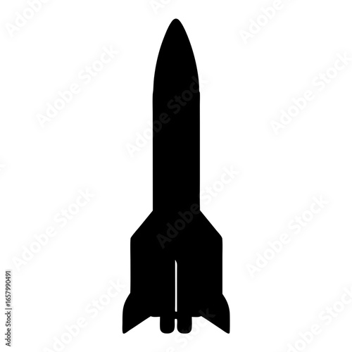 Simple Black Silhouette of a Rocket Ship Ready for Blast Off