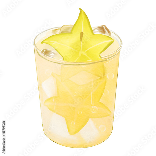 Starfruits Ade Beverage Dessert Vector Illustration