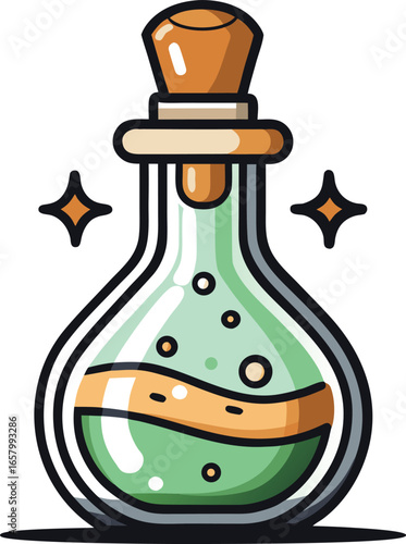 Witch Brewing Elements Magical Potion Bottle Illustration
