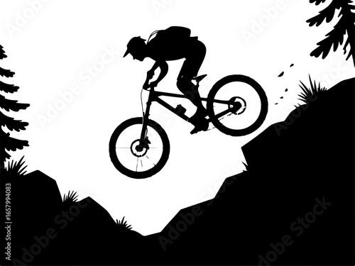 Mountain Biker , outdoor adventure Downhill Cycling vector graphics