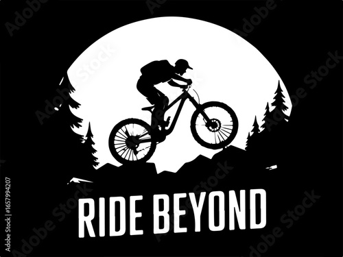 Mountain Biker , outdoor adventure Downhill Cycling vector graphics
