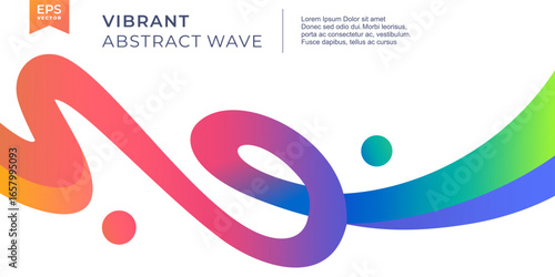  Wavy line abstract shape with Colorful vibrant gradient. Vector illustration. Modern abstract design with colorful rainbow curved lines on a white background, ideal for digital marketing
