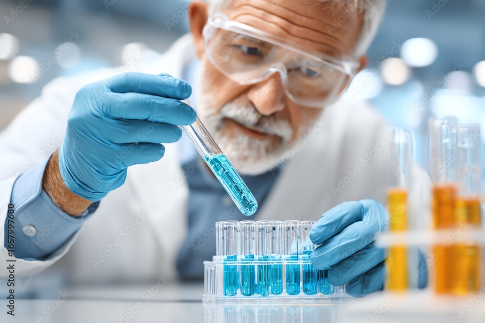 Fototapeta premium scientist testing biodegradable packaging in lab