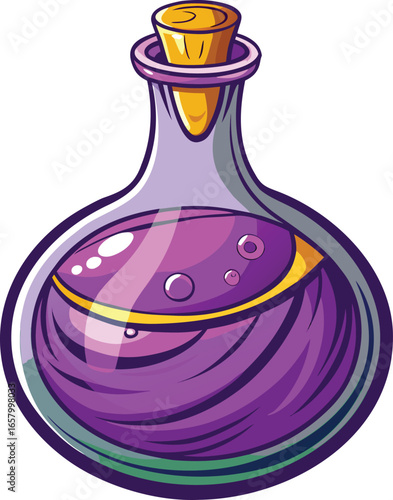 Witch Brewing Elements Magical Potion Bottle Illustration
