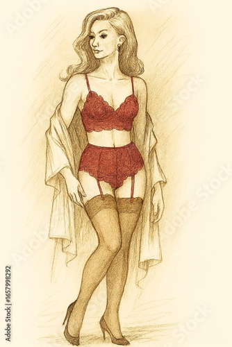lingerie fashion sketch AI generated