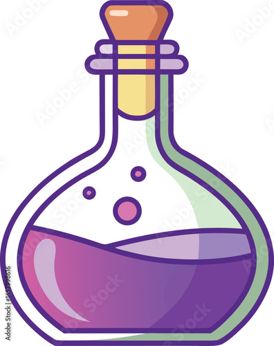Witch Brewing Elements Magical Potion in Glass Bottle