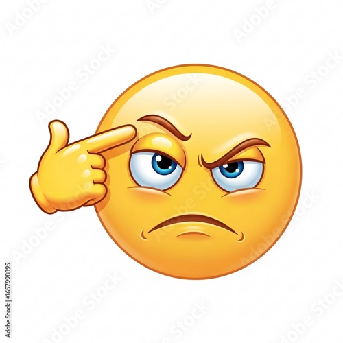 Angry Emoji with Finger Pointing at Head, Expressing Frustration and Disbelief.