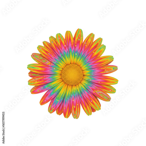  Colorful psychedelic rainbow flower isolated