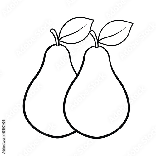 fresh pears line art on white background