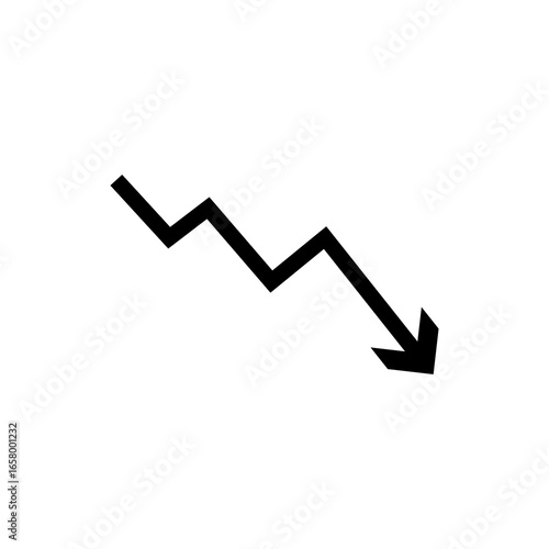 down fall arrow graph falling down concept of loss market crash transparent png background