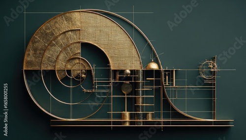 Golden spiral architectural design,  geometric