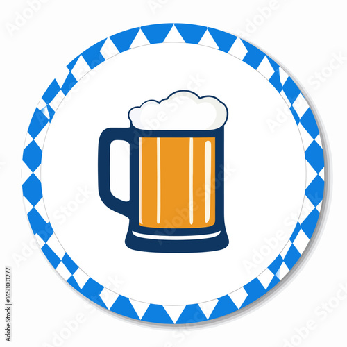 Vector Illustration of a Beer Mug with Frothy Foam, Oktoberfest Theme
