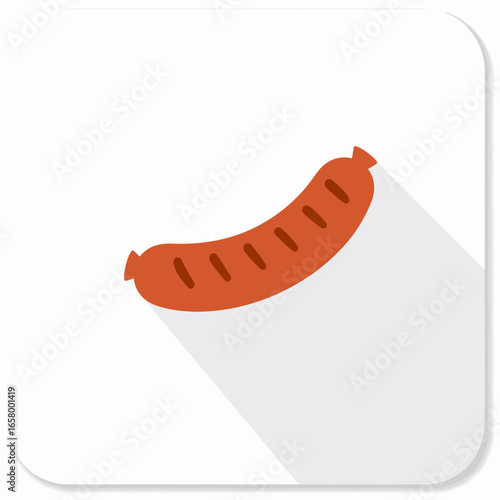 Vector Illustration of a Grilled Sausage with Brown Color and Grill Marks