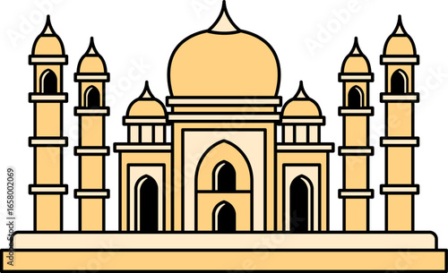 isolate illustration of Taj Mahal India