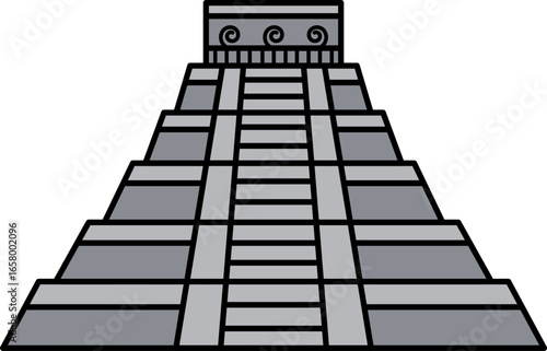 isolate illustration of Chichen Itza Mexico