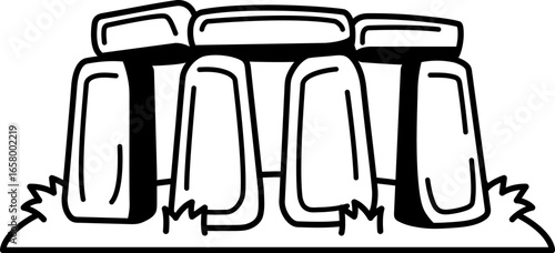 black and white illustration of Stonehenge UK