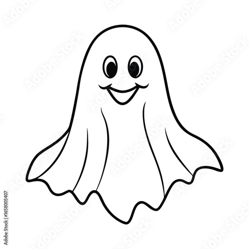 lovely spooky ghost outline on white background