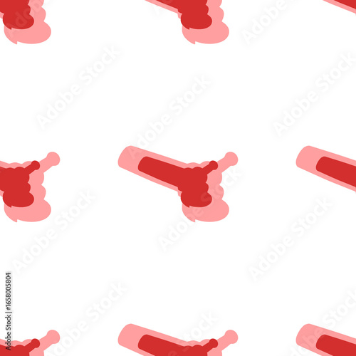 Seamless pattern of large isolated red angle grinder symbols. The elements are evenly spaced. Illustration on light red background
