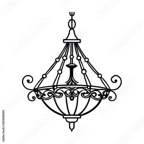 ornate hanging light fixture illustration on white background