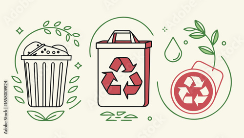 Recycling and waste management concept for sustainable living and environmental conservation design