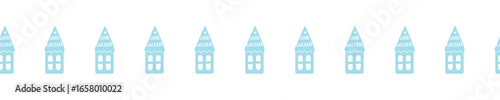 Christmas seamless border with winter houses