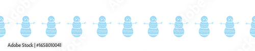 Winter seamless border with snowman