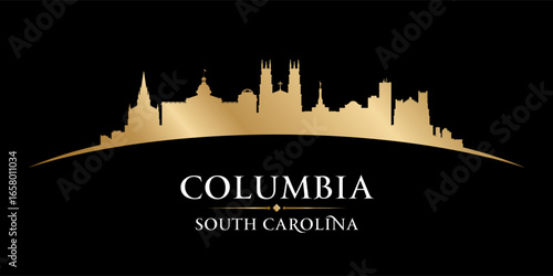 Columbia South Carolina city skyline silhouette black background