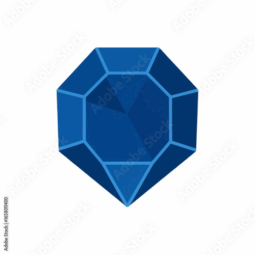 Flat Color Vector Icon of Sapphire Gemstone in Blue Color