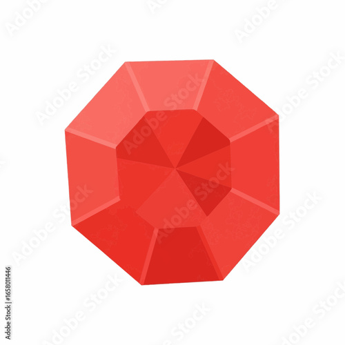 Flat Color Vector Icon of Ruby Gemstone in Red Color