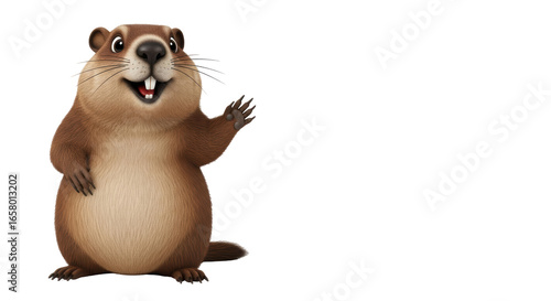 Bild auf Leinwand Isolated Cartoon Groundhog Waving