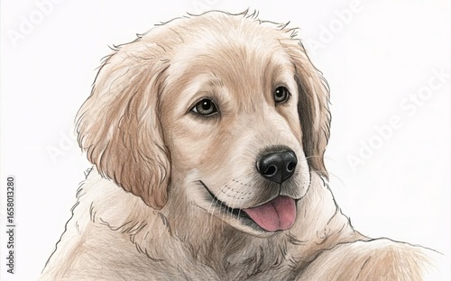 Golden Retriever Puppy With Friendly Expression, Soft Fur, And Playful Tongue — Happy Dog Portrait