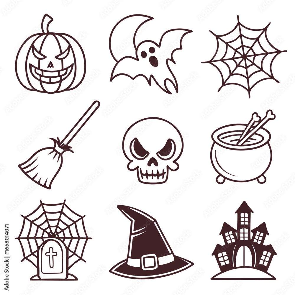 Fototapeta premium halloween icons set vector illustration