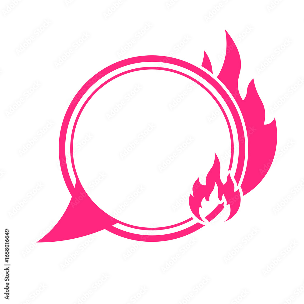 Fototapeta premium pink speech bubble frame and fire
