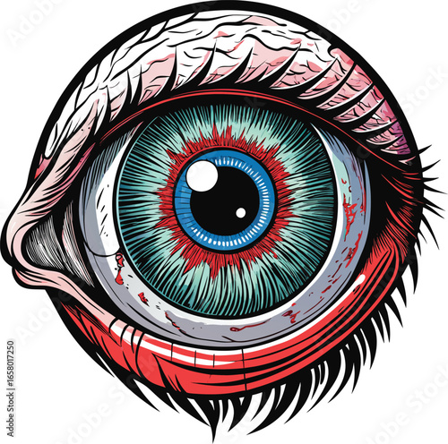 Minimal Death Symbols Bloody, Surreal Eye Illustration Art