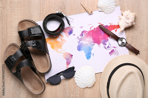 Male traveler's accessories...