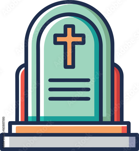Minimal Death Symbols Christian Grave Icon Design Illustration