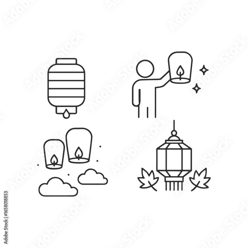 Lantern Festival in Autumn Icons