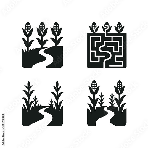 Corn Maze and Path Icons