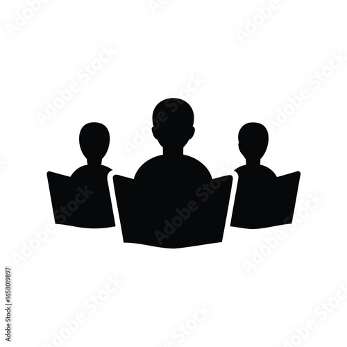 Symbolic representation of a group of readers engrossed in their books