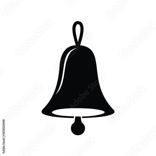Simple black bell icon illustration on a white background drawing template