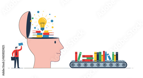 Conceptualizing a new idea through a knowledge acquisition process from educational materials represented by books