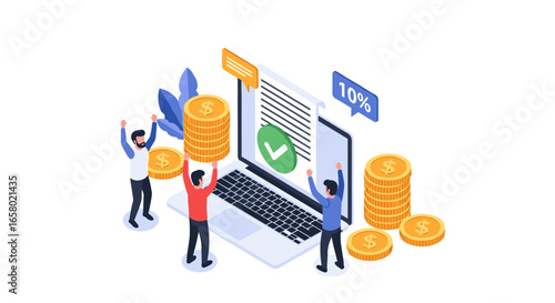 Successful financial agreement achieved online with team collaboration and increased profits