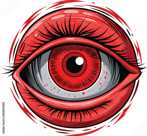 Minimal Death Symbols Red Eye Graphic Design Illustration
