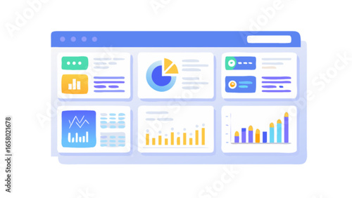 Dashboard interface design with data visualization charts and graphs for business analytics and reporting
