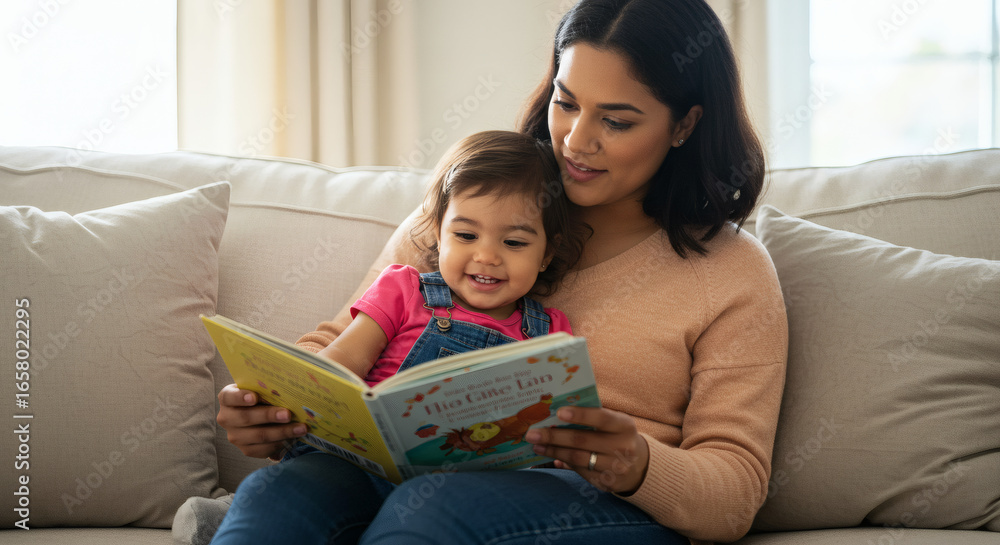 Obraz premium Mother and Daughter Sharing a Special Moment Reading Together
