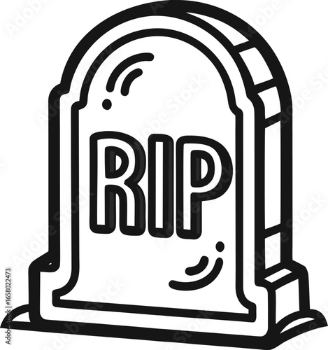 Minimal Death Symbols Rest in Peace Tombstone Icon