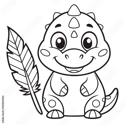 Coloring book for children featuring a baby Diplodocus, black and white vector illustration perfect for creative activities, educational worksheets, printable art, and dinosaur-themed coloring pages.