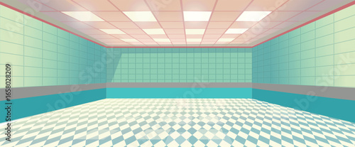 Empty room with green tiles